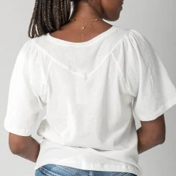 Piper & Scoot Tops The Oswell Flutter Sleeve Blouse In Ivory