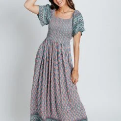Piper & Scoot: The Cabo Patterned Maxi Dress In Blue