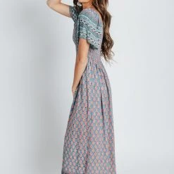 Piper & Scoot: The Cabo Patterned Maxi Dress In Blue