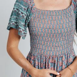 Piper & Scoot: The Cabo Patterned Maxi Dress In Blue