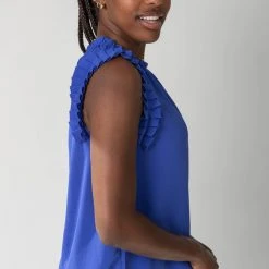 Piper & Scoot The Wilmer Ruffle Sleeve Top In Royal Blue