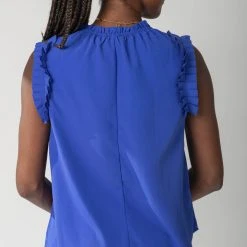 Piper & Scoot The Wilmer Ruffle Sleeve Top In Royal Blue