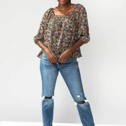 Piper & Scoot The Gatsby Chiffon Blouse In Black Multi