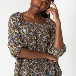 Piper & Scoot The Gatsby Chiffon Blouse In Black Multi