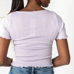 Piper & Scoot The Rayla Ruffle Detail Blouse In Lavender Tops