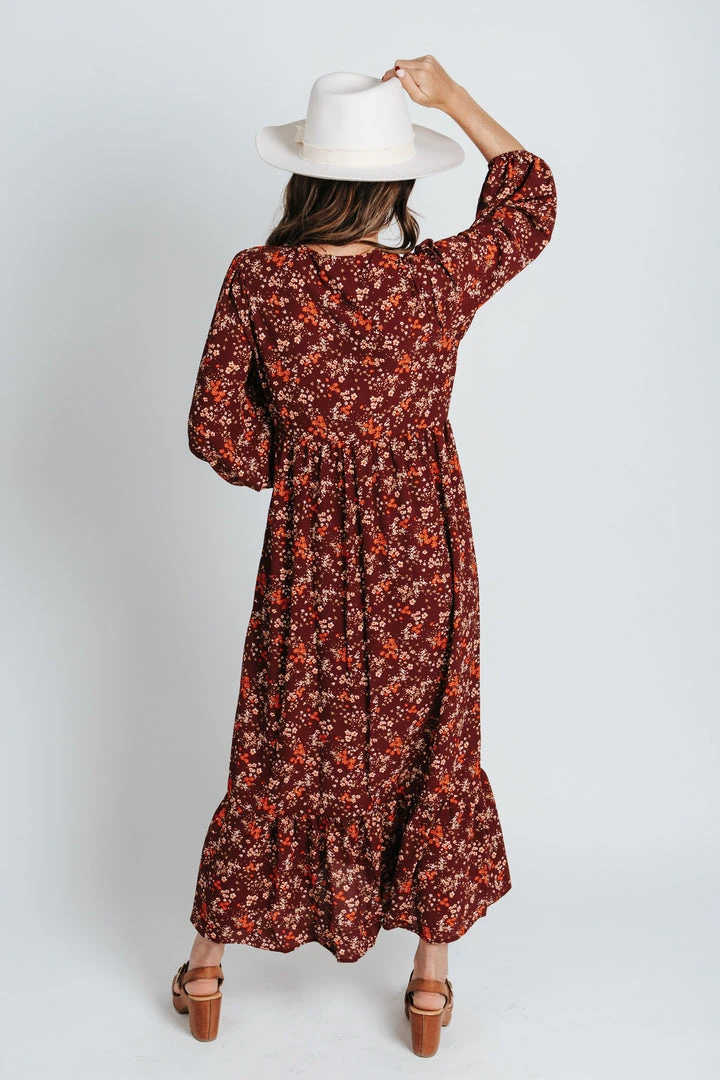 Piper & Scoot The Ontario Cross Tie Dress In Burgundy