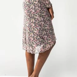 Piper & Scoot The Jolie Ruched Floral Skirt In Black Bottoms + Jumpsuits