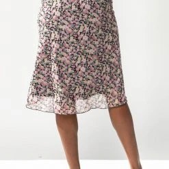 Piper & Scoot The Jolie Ruched Floral Skirt In Black Bottoms + Jumpsuits