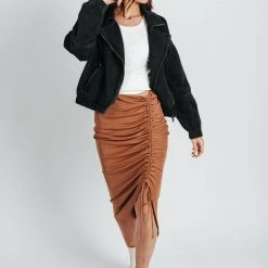 Piper & Scoot Bottoms + Jumpsuits The Callie Cinch Skirt In Mocha