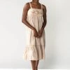 Piper & Scoot The Bonifay Embroidered Tank Dress In Sand