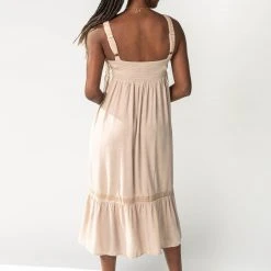 Piper & Scoot The Bonifay Embroidered Tank Dress In Sand