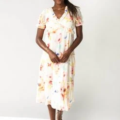 Piper & Scoot The Brom Floral Ruffle Dress In Ivory