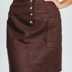 Piper & Scoot The Rocco Button Front Skirt In Plum