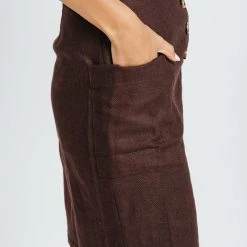 Piper & Scoot The Rocco Button Front Skirt In Plum
