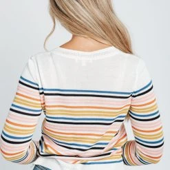 Piper & Scoot The Milne Striped Sweater In Rainbow Tops