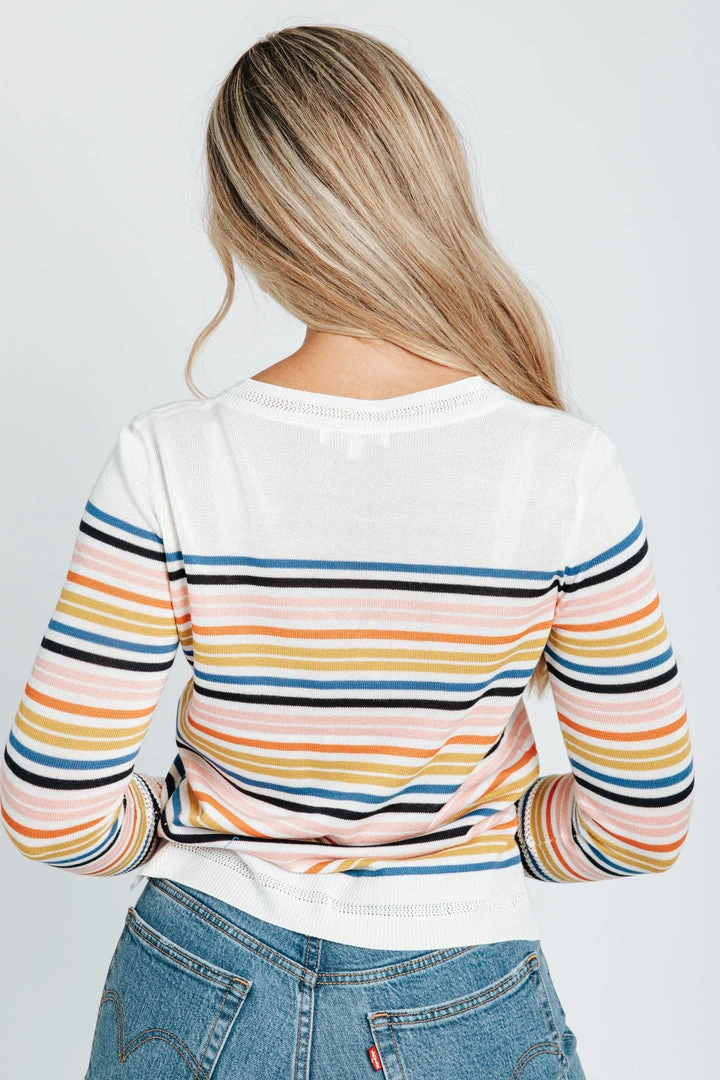 Piper & Scoot The Milne Striped Sweater In Rainbow Tops