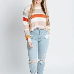 Piper & Scoot The Calder Striped Sweater In Red