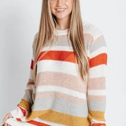 Piper & Scoot The Calder Striped Sweater In Red