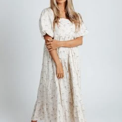 Dresses Piper & Scoot: The Vivienne Square Neck Dress In Ivory