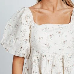 Dresses Piper & Scoot: The Vivienne Square Neck Dress In Ivory