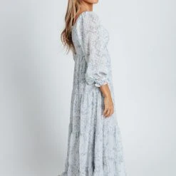 Piper & Scoot: The Brunswick Square Neck Dress In Dusty Blue