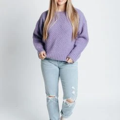 Piper & Scoot The Baird Detailed Sleeve Sweater In Lavender