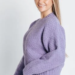 Piper & Scoot The Baird Detailed Sleeve Sweater In Lavender