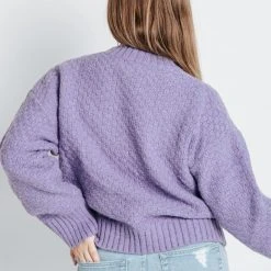Piper & Scoot The Baird Detailed Sleeve Sweater In Lavender