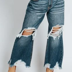 Piper & Scoot Bottoms + Jumpsuits Denim: The High Rise Crop Straight Jean In Dark Blue