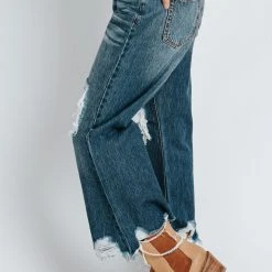 Piper & Scoot Bottoms + Jumpsuits Denim: The High Rise Crop Straight Jean In Dark Blue