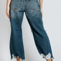 Piper & Scoot Bottoms + Jumpsuits Denim: The High Rise Crop Straight Jean In Dark Blue