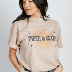 Piper & Scoot: Sun Graphic Tee In Sand