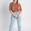 Piper & Scoot Tops The Stanford Striped Blouse In Brown