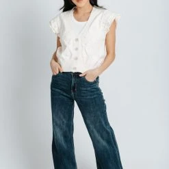 Piper & Scoot Tops The Hawkes Button Knit In Cream