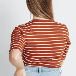 Piper & Scoot Tops The Stanford Striped Blouse In Brown