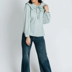 Piper & Scoot Tops The Fantasy Collar Blouse In Mint