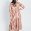 Piper & Scoot The Jeane Gingham Contrast Dress In Rust Dresses