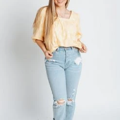Piper & Scoot The Perla Square Neck Top In Yellow