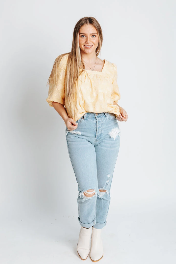 Piper & Scoot The Perla Square Neck Top In Yellow