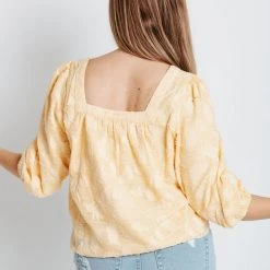 Piper & Scoot The Perla Square Neck Top In Yellow