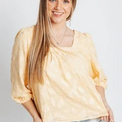 Piper & Scoot The Perla Square Neck Top In Yellow