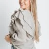 Piper & Scoot The Peters Ruffle Detail Blouse In Grey