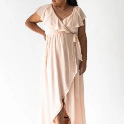 Piper & Scoot The Chantilly Ruffle High-Low Dress In Champagne Dresses