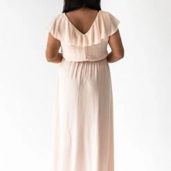 Piper & Scoot The Chantilly Ruffle High-Low Dress In Champagne Dresses