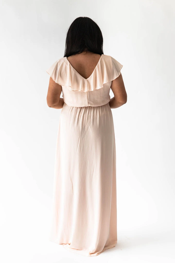 Piper & Scoot The Chantilly Ruffle High-Low Dress In Champagne Dresses
