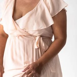 Piper & Scoot The Chantilly Ruffle High-Low Dress In Champagne Dresses