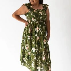 Piper & Scoot The Watson Floral Dress In Green Dresses