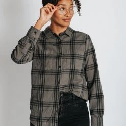 Piper & Scoot Tops The Westbrook Button Up Blouse In Slate Green