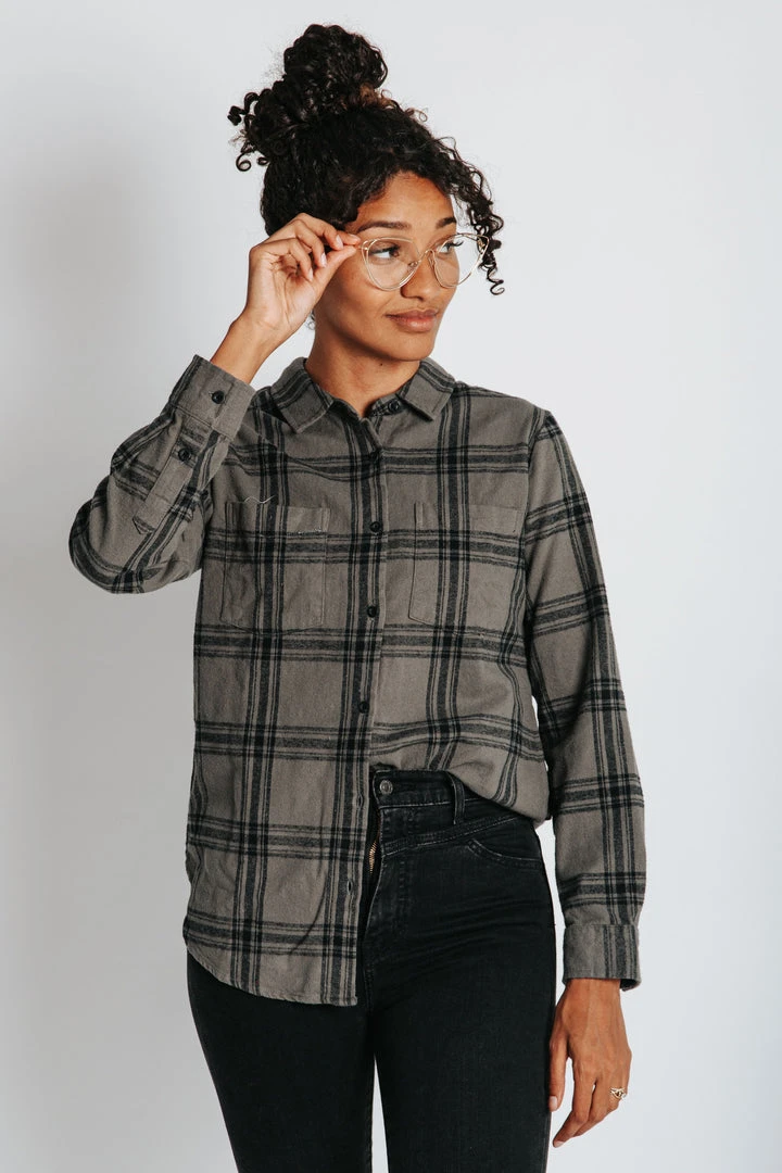 Piper & Scoot Tops The Westbrook Button Up Blouse In Slate Green