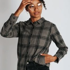 Piper & Scoot Tops The Westbrook Button Up Blouse In Slate Green
